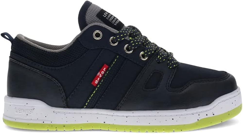  | Levi's Kids BB Lo DF Unisex Fashion Lowtop Skate Sneaker Shoe, Navy/Lime, 6 M | Sneakers