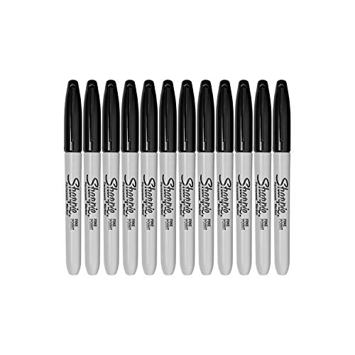 Sharpie 30162PP Fine Point Permanent Marker, Marks On Paper and Plastic, Resist Fading and Water, AP Certified, Black Color, 6 Blister Packs with 2 Markers, Total of 12 Markers