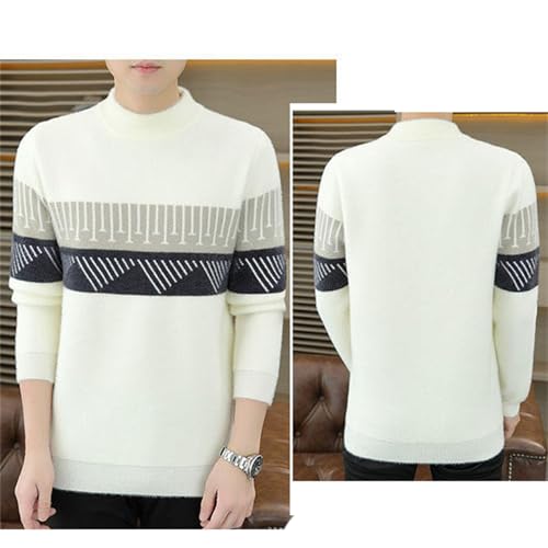 Men's Casual Color Block Long Sleeve Cable Knit Pullover Sweater2