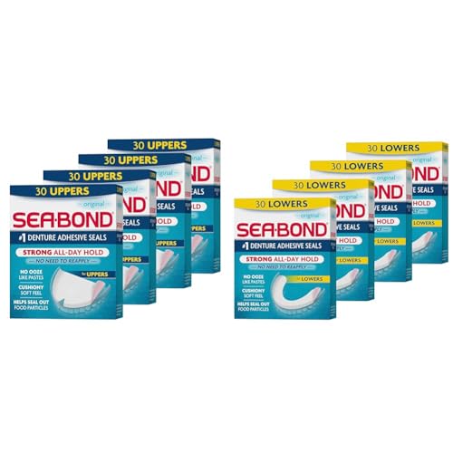 Sea-Bond Secure Denture Adhesive Seals, Original Uppers & Lowers, Zinc-Free, All-Day Hold, Mess-Free
