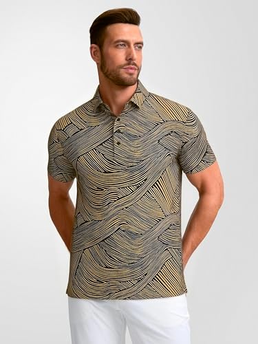 Camiseta polo para hombre Alex Vando, manga corta, secado rápido y transpirable, estampado, ideal para golf y trabajo miniatura 2
