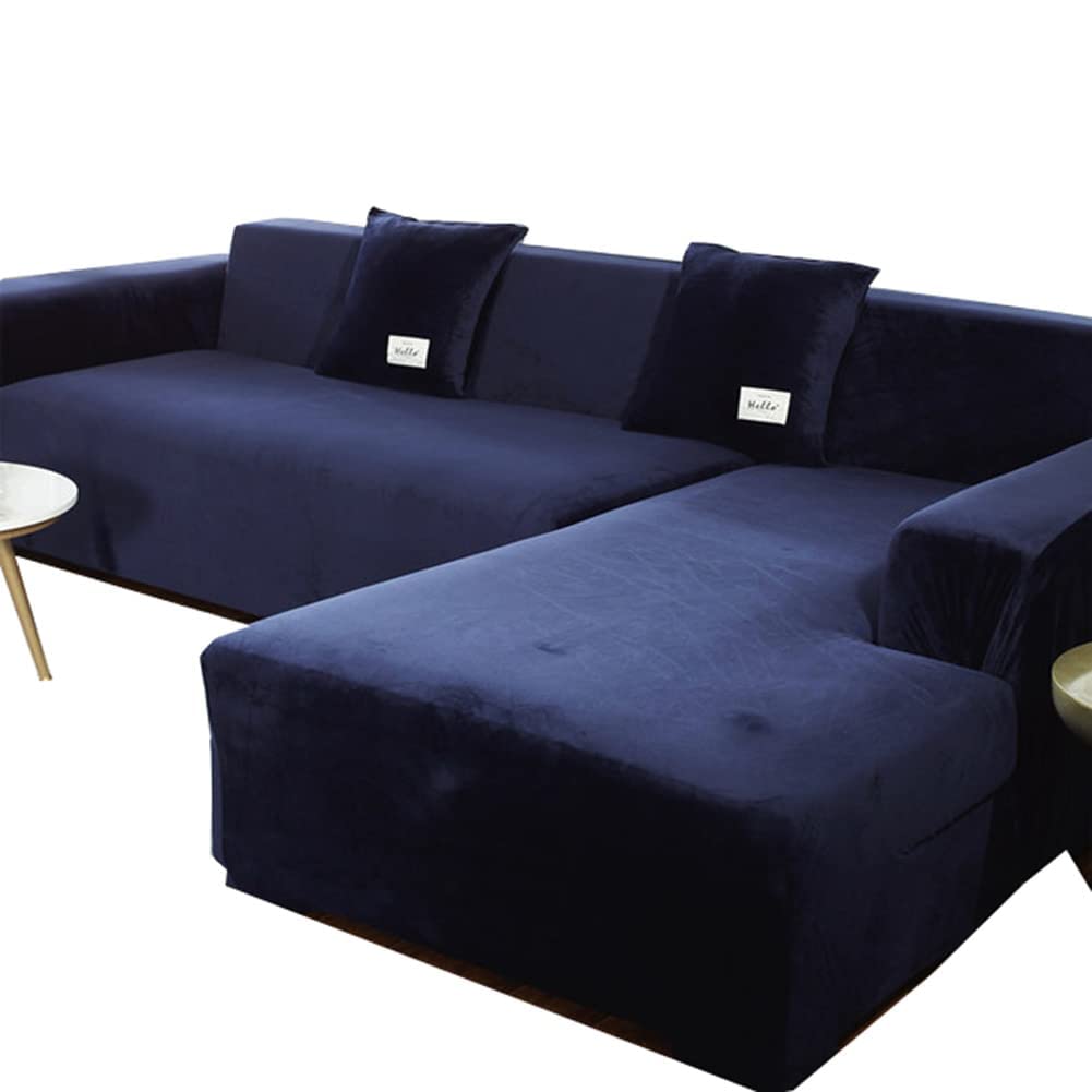 IZREEL Velvet Corner Sectional Couch Covers L Shape Sofa Cover for Living Room Super Soft Stretch U Shaped Sofa Slipcover Anti Slip Pets Dogs Furniture Protector,F,1seat