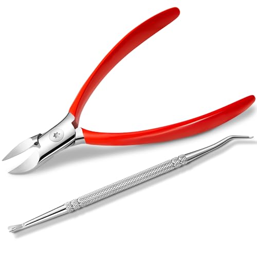 Treatonic Ingrown Toenail Clipper Removal Kit – Toenail Clippers for Thick, Fungal-Damaged, Curved Nails with Lifter & File, Long-Handle Pedicure Tools for Men, Women & Seniors