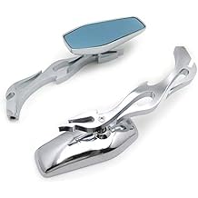 SMT-Custom Chrome Mirrors Fire/Flame Stem Compatible With all Harley models Softail/Fat Boy/Road King/Dyna Wide Glide/Springer/Big Dog/Titan/Iron Horse/Ultra and any Custom Application [B017QP72FC]