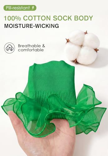Image of Komorebi Big Ruffle Ankle Socks Women-Lace Frilly Cute Socks-Soft Cotton Girls Sock