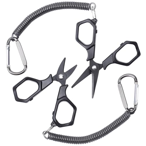 BB Hapeayou Fishing Scissors Braid Line Cutter with Coiled Lanyard for Freshwater/Saltwater(2 Pcs)
