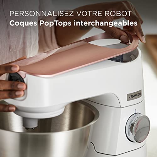 Kenwood Titanium Chef Baker KVC65.001WH, Robot Patissier Avec Balance Intégrée, Incl. Ensemble Pâtisserie 3 Pièces, Spatule & Protection Éclaboussures, 1200W, Blanc