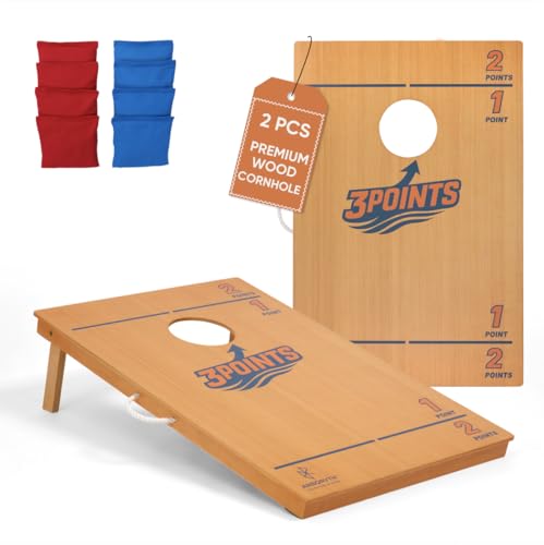 Image of Cornhole Board Set for Adults, Premium Wooden Bean Bag Toss Game with 8 All-Weather Bean Bags, Integrated Bean Bag Storage, Foldable Legs Outdoor Game