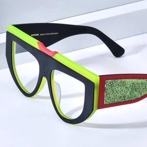 Image of HEPIDEM Multicolor Acetate Glasses Frame Women Oversize Vintage Round Eyeglasses Optical Spectacles 9271