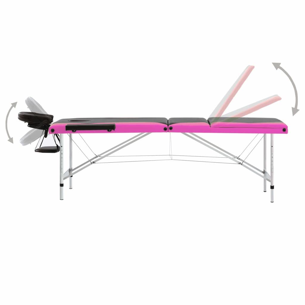 Generisch Massageliege Klappbar 3-Zonen Aluminiumgestell Schwarz und Rosa,Gesundheit & Schönheit,Körperpflege,Massage & Entspannung,Massagetische,17.1KG,110240
