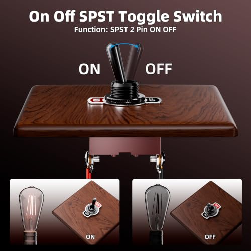 Image of DaierTek 12V Heavy Duty Black Handle Toggle Switch, SPST 2 Pin ON Off Toggle Switch,12 Volt 30A High Current Metal Housing Toggle Switch for Car Automotive Industrial Machinery
