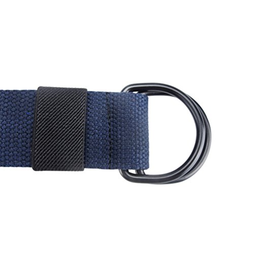 Macoking Canvas Belt, Military Web Belts For Men With Double D Ring Buckle Navy Blue 55" Long For Waist 44"-47" #TOP1