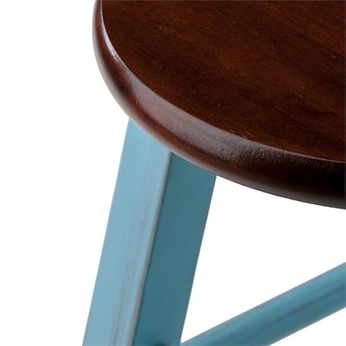 Winsome Wood Ivy Model Name Stool 13.4 X 13.4 X 24.2" Rustic Light Blue/Walnut #TOP4