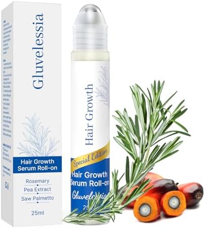 Hair Growth Serum Roll On with Rosemary，Helps Support Thicker, Fuller Hair Appearance，Clean, Non-Greasy Hair Loss Support for Men & Women，Rosemary，0.84 Fl Oz (Pack of 1)
