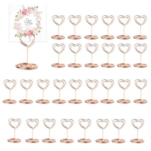 JRYGAC 30 Pezzi Rosa Segnaposto Tavolo, Segnaposto Matrimonio, Porta Foto, Titolari di Carta Numero di Tabella, Memo Clip, per Ristoranti, Foto, Matrimoni, Banchetti, Eventi (A Forma di Cuore)