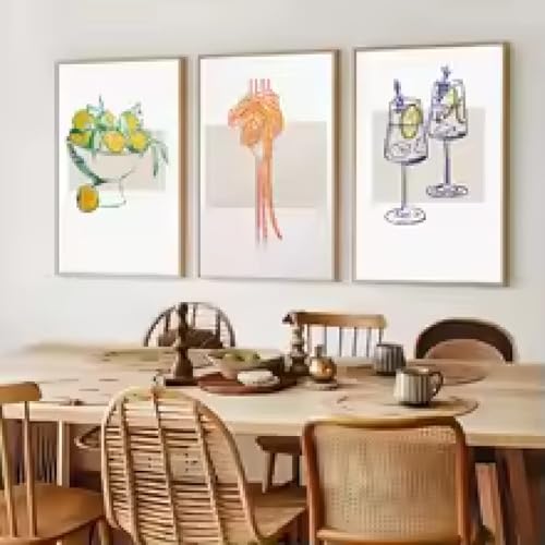 Affiche de nouilles colorées et boisson au citron déco moderne 40x60cm