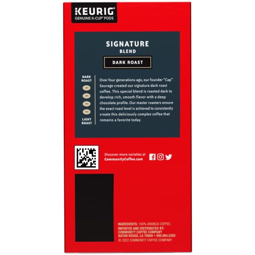 Image of Community Coffee Signature Blend 96 Count Coffee Pods, Dark Roast, Compatible with Keurig 2.0 K-cup Brewers, 24 Count (Pack of 4)