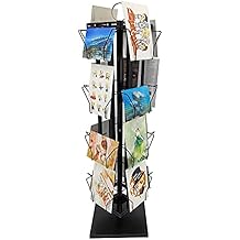 Adjustable Greeting Card Rack Display Stand 4 Tier 16 Pocket Organizer Postcard CD DVD Book Brochure Literature Rotating Spin 7X5 6X4 4X5 5X7. Pocket Size 4.6-10"Wide X 8"High 11602-R-8"-NF