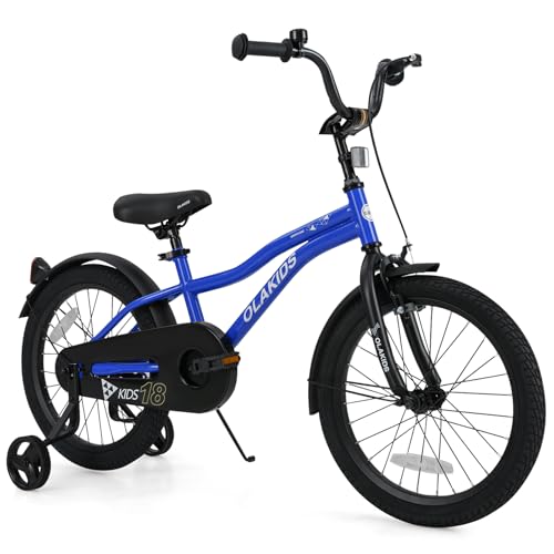 Image of Olakids Kids Bike, 12 14 16 18 Inch Toddlers Bike with Training Wheels Safety Bell Adjustable Seat and Handlebar, Handbrake and Coaster Brake, Children's Bicycle for Boys Girls