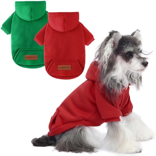 BAOBICUTE 2 Pack Dog Hoodie Warm Hood Dog Sweater Cold Weather Small Dogs Sweatshirt Comfort Pet Clothes for Small Medium Dogs with Pockets Chihuahua Clothes for Male Female Girl Boy Sporty Daily Wear