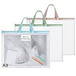 BEIMEIII 3 Pack A3 EVA Mesh Art Portfolio Bag Waterproof Art Portfolio Case Transparent Painting Folder with Card Holder Colorful Artist Storage Bag for Drawings Documents