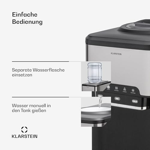 Foto von Klarstein Eiswürfelmaschine für Zuhause Camping Gastro, Schnelle Mini Eiswürfelmaschine Klein, Profi Eismaschine für Große Kleine Klare Eiswürfel, Selbstreinigend mit 3L Eiswürfelbehälter, 20kg/24h