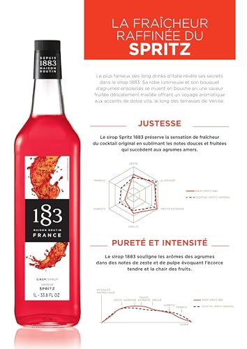 Image of 1883 Spritz Syrup for Drinks - Made in France, Premium Cocktail Mixer, 1 Liter Glass Bottle