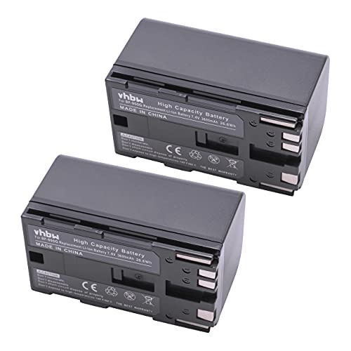 vhbw 2X Batterie Remplacement pour Canon BP-975, BP-955, BP-925, BP-950G pour caméra vidéo caméscope (3600mAh, 7,4V, Li-ION)