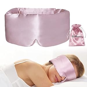 100% Natural Silk Eye Mask for Women Men, Soft Pressureless Cooling Blackout Eye Covers for Sleeping, Large Size Sleep Mask fits All Heads Adjustable, 1PC, Lotus Pink