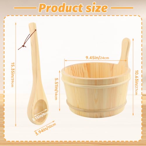 Sauna Bucket and Ladle Set,4L Wooden Sauna Bucket,with Handle and Plastic Insert,Sauna Accessories,Spa Accessories,Sauna Accessories Kit with Sauna Ladle and Bucket,for Home Sauna/Sauna Steam Room - Thumbnail 6