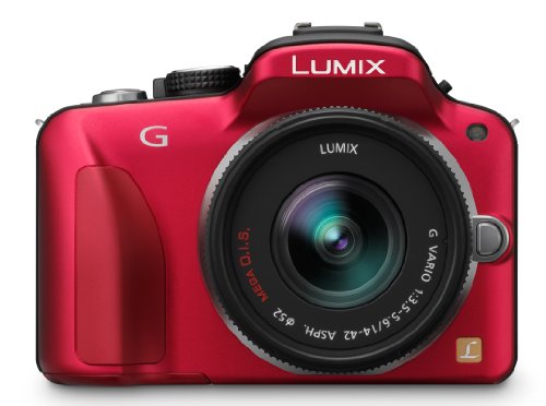 Panasonic Lumix DMC-G3KEG-R Systemkamera (16 Megapixel, 7,5 cm (3 Zoll) Touchscreen, elek. Sucher) Geh&auml;use rot inkl. Lumix G Vario 14-42mm Objektiv