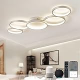 KUCU LED Smart Deckenleuchte, 100CM Kompatibel Mit Alexa & Google Home Wohnzimmerlampe Schlafzimmerlampe, Mit 5 Ringe Design Alexa Deckenlampe, Mit Fernbedienung für Schlafzimmer, Büro, Esszimmer