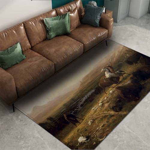 Tapis Le dernier du Bison Albert Bierstadt 120x210cm lavable - 3