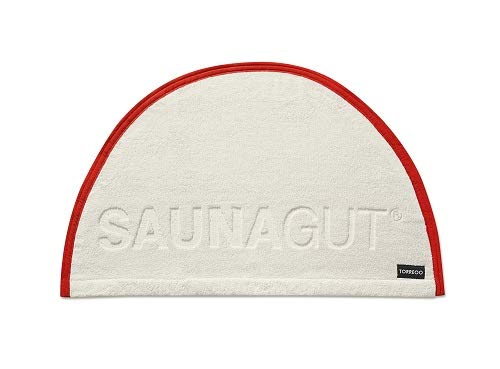 SAUNAGUT® Sauna Wedeltuch Torreoo elfenbein-rot Cover