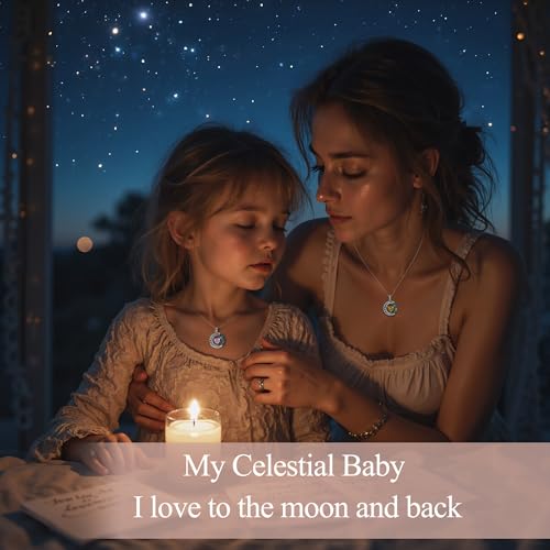 Celestial Moon Necklace – Sterling Silver Necklace with crystal ring 'I Love You to the Moon and Back' Secret Engraving | Personalized Birthstone Gift for Her Birthday, Anniversary4