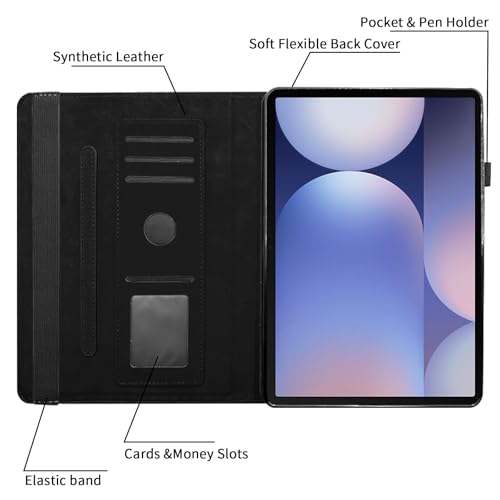 Kitzomi Case for Samsung Galaxy Tab S10 Plus 2024/ S9 FE Plus 5G 12.4 Inch 2023 with Pocket 360° Rotating Multi-Angle Stand Cover Auto Wake/Sleep PU Leather Business Folio Protective Cases, Black by Kitzomi - Used condition - Image 6
