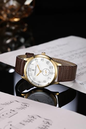 Image of London Fog Brixton Collection Analog Quartz Vintage Watch for Men with Round Dial, Luminous Numerals, Curved Mineral Glass & Leather Strap - LFM10011
