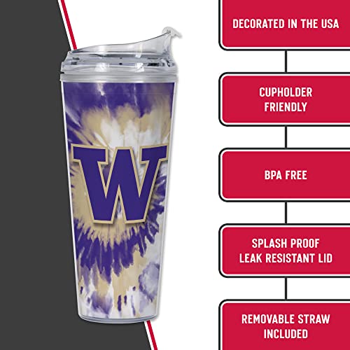 Image of Rico Industries NCAA Glitter 24oz Acrylic Glitter Tumbler with Hinged Lid, Officially Licensed Double Wall Tumbler with Straw