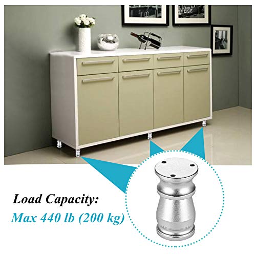 8 Packs Sturdy Sofa Legs Furniture Feet for Cabinets, Nightstand, Couch, Shelves, Maximum Load/Leg 440 lb, Zinc Magnesium Alloy, Adjustable Height (3⅛\" - 3½\")