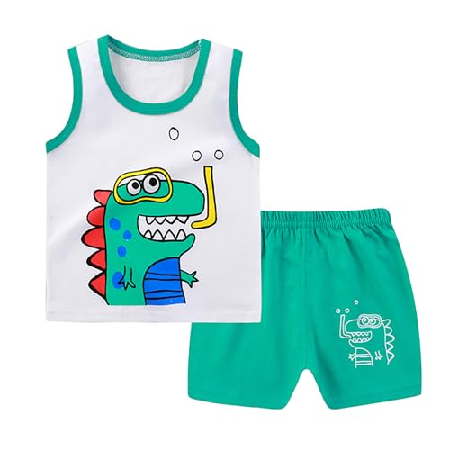 Image of Toddler Boys 4 PCs Tank Top and Shorts Set Summer Sleeveless Cotton Outfit