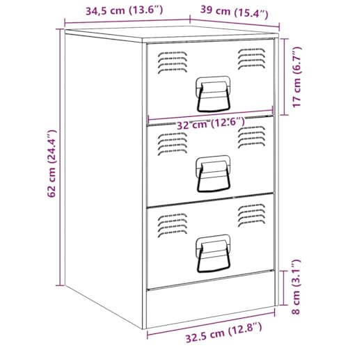 Table de chevet blanche 3 tiroirs table appoint salon chambre acier - 3
