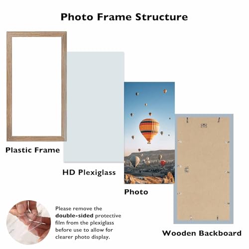 Image of JCJMY 7x17 Picture Frame Rustic Brown for Poster Photo Picture, Horizontal and Vertical Formats for Wall Hanging, 7 x 17 Wall Gallery Poster Photo Frame for 7 by 17 Photos Posters, Rustic Brown