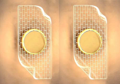 Image of Groeien Pack of 2 | 15watt LED Sconce Brick Tile Pattern Modern Transparent Indoor Home Acrylic Wall Lamp for Bedroom, Livingroom, Indoor- Warm White (Brick-wall, 2)