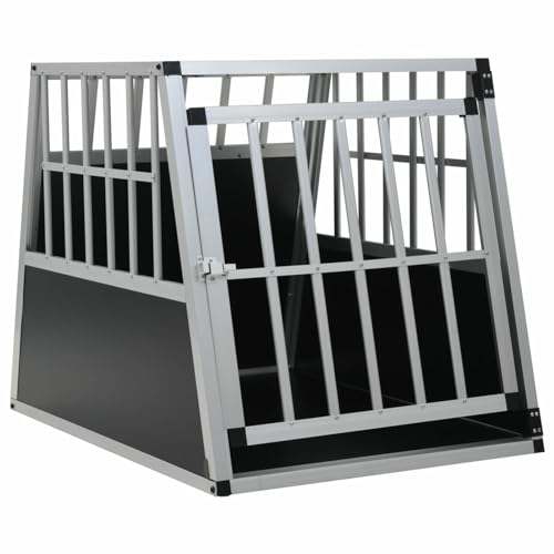 ARKEM Trasportino per Cani con Porta Singola 65x91x69,5 cm,Trasportino per Cani - Rigido, in Alluminio, da Viaggio, Richiudibile, da Auto, Resistente, Trapezoidale - Gabbia, Scatola, Box da Trasporto