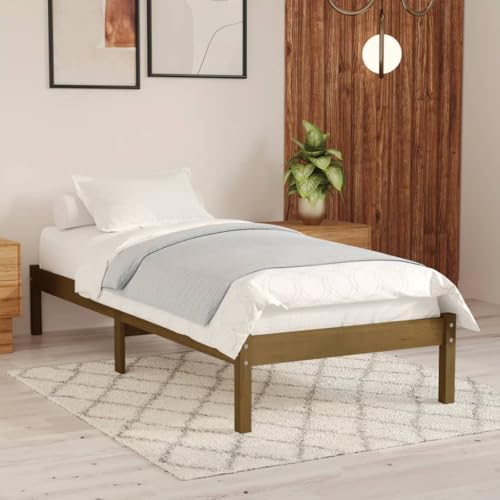 Vetnasa Estructura de Cama Madera Maciza de Pino marrón Miel 90x200 cm Mobiliario, Camas y Accesorios, Camas y somieres Marrón 13,65 KG