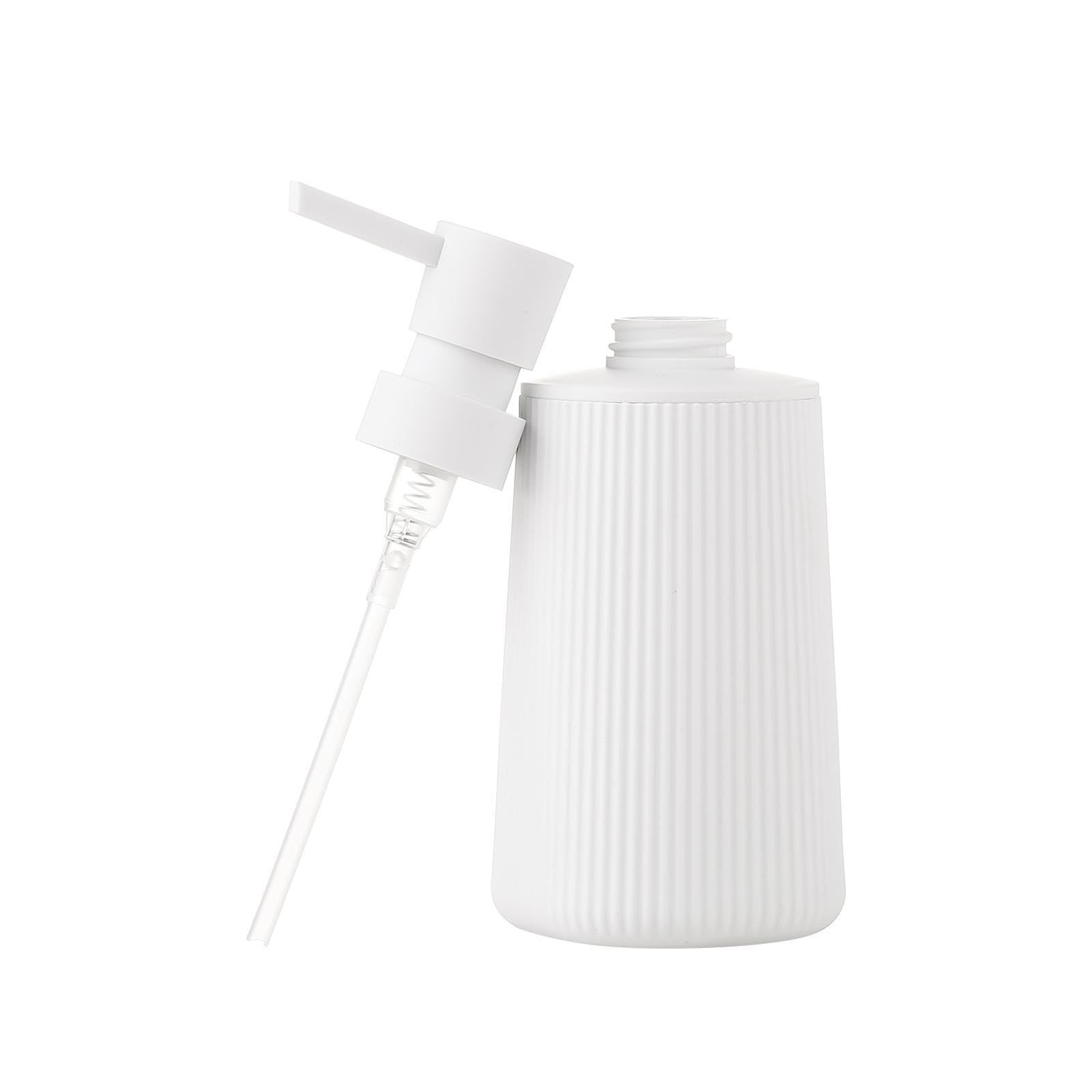 TWISAXC Pump Bottle Elegant Soap Lotion Dispenser Hand Soap Dispenser Container Holder Bathroom Or Kitchen Effortless Dispensing Experience Empty Refillable, White, 7x7x17.5cm