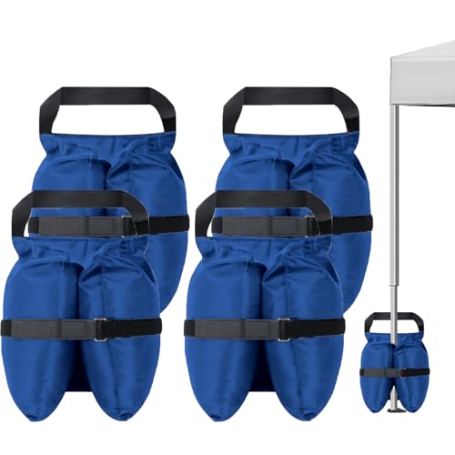 HAZBEN Sturdy Heavy Duty Sand Bags Canopy Weights(120lbs) Set of 4, 420D Oxford Pop Up Tent Sand Bags Beach Umbrella Canopy Legs Gazebo Sun Shelter (Blue)