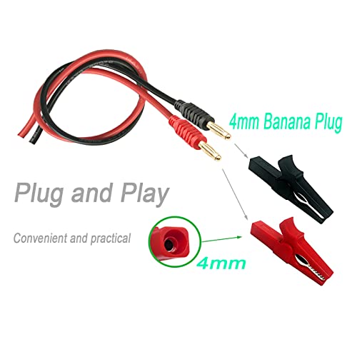 Image of 5 Pairs Fully Insulated 30A Safety Test Alligator Clips | With Banana Socket and 4mm Banana Plug Connectors ideal for Automotive Electrical Testing Battery Connection (Red+Black)