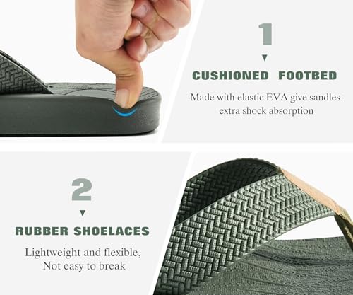 Image of KuaiLu Mens Flip Flops Arch Support Comfortable Summer Beach Thong Sandals Yoga Foam Cushion Slip on Slippers