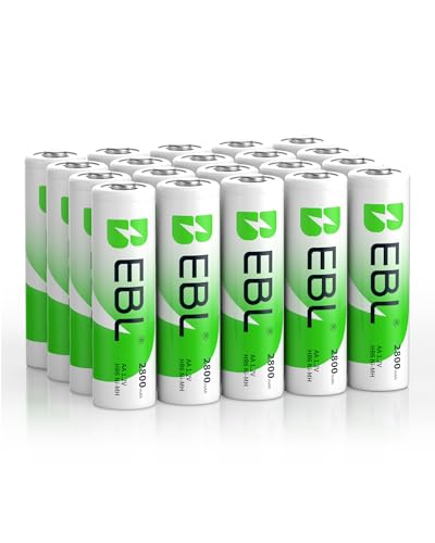 EBL 20-Counts AA Rechargeable Batteries 2,800mAh High Capacity AA...